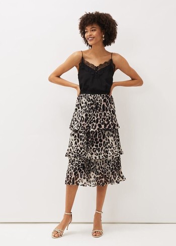 Phase Eight Chelsie Leopard Tiered Skirts Multicolor Canada | PAHBYR-491